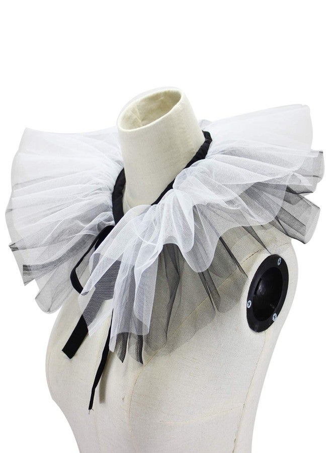 Zaagot Renaissance Tulle Ruffled Fake Collar Layered Black White Mesh Choker Neck Ruff Mesh - Image 1